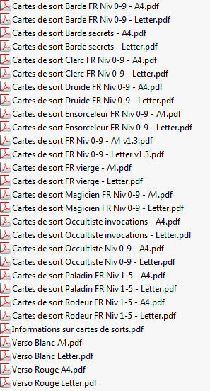 Cartes de sorts de base 5e - ENSEMBLE COMPLET DELUXE