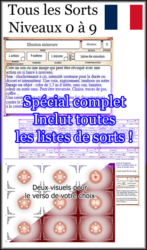 Cartes de sorts de base 5e - ENSEMBLE COMPLET DELUXE