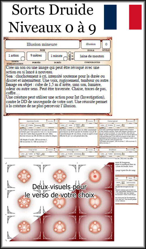 Cartes de sorts de 5e - DRUIDE 0 à 9