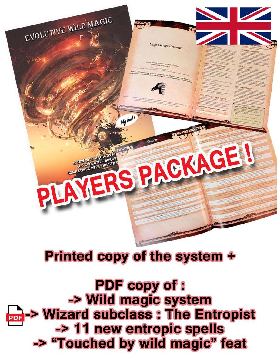 EN - Wild Magic printed module + Entropist Subclass and bonus PDF files for PLAYERS