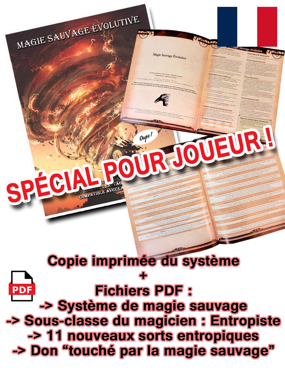 FR - Module Magie Sauvage IMPRIMÉ + sous-classe Entropiste et contenu bonus pour JOUEURSen PDF