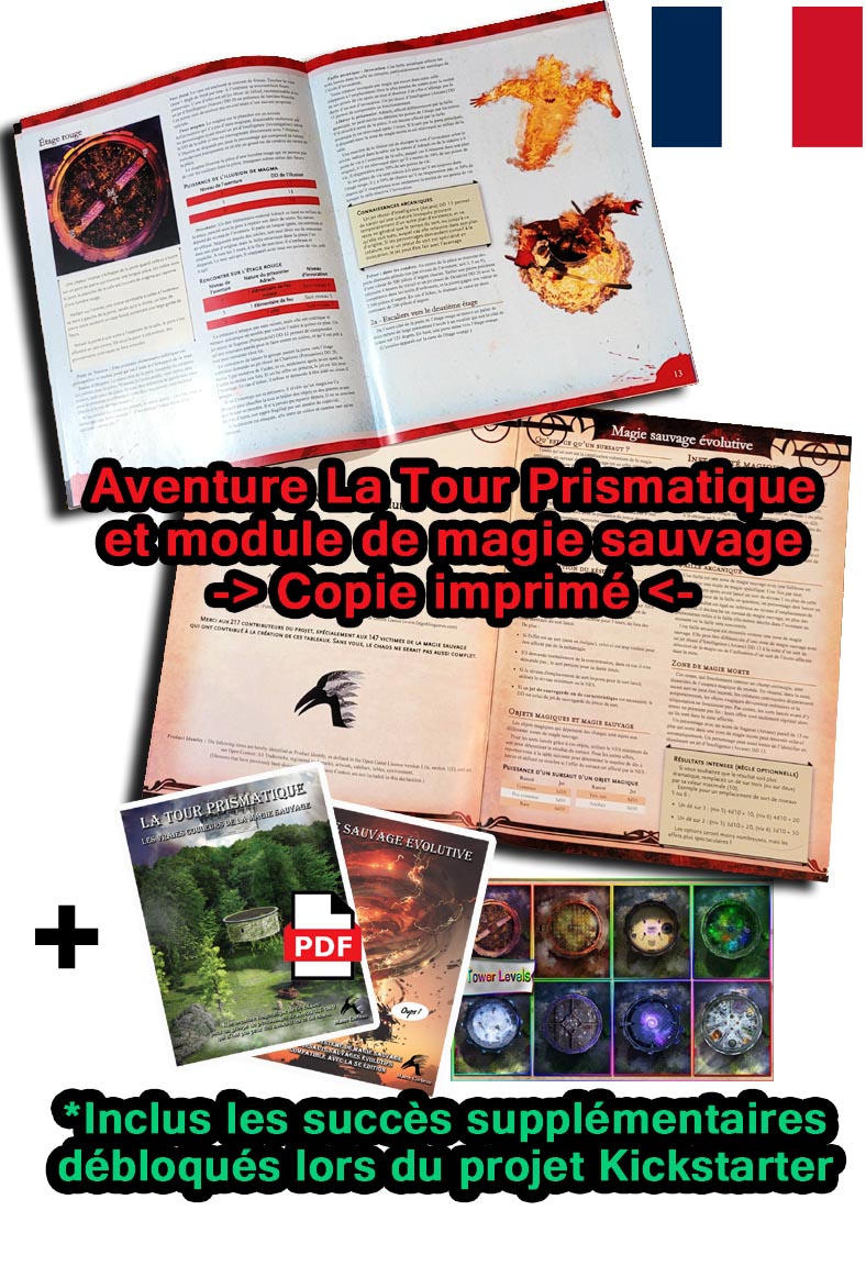 Comprend tout de l'engagement moyen du projet kickstarter. Copie imprimée des deux livrets principaux et fichiers pdf pour tous les documents